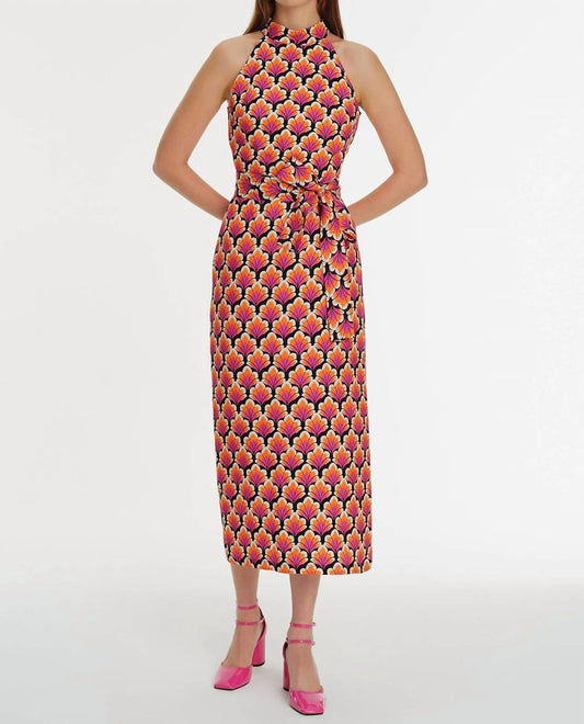 Exquise - Halter Neck Print Maxi Dress - black - clothing - dresses