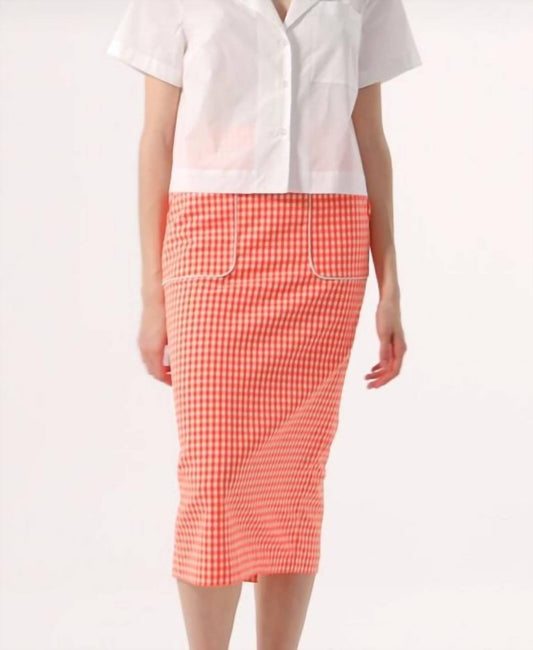 Exquise - High Waist Midi Crepe Pencil Skirt - clothing - orange - pencil