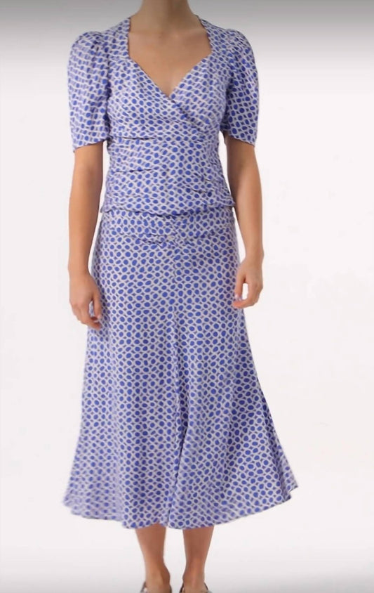 Exquise - High - waisted Midi - length Printed Pleated Skirt - blue - clothing - knee - length - skirts