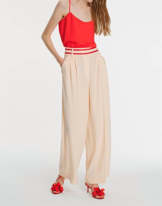Exquise - High Waisted Wide Leg Trouser - beige - clothing - pants