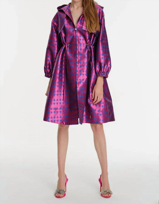 Exquise - Hooded Waist Adjustable Jacquard Trench Coat - clothing - coats - geometric