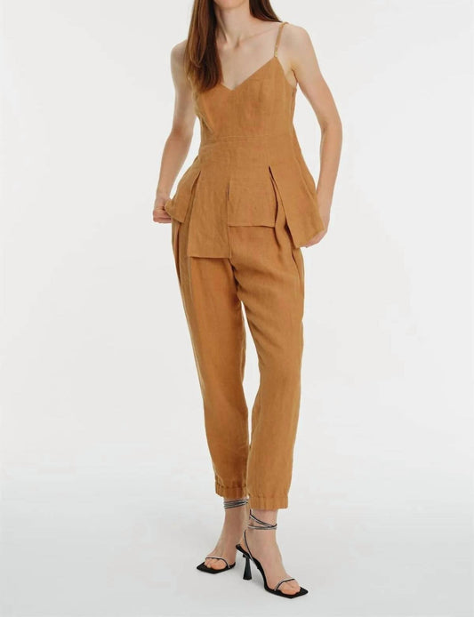 Exquise - Linen Jogger Pants - brown - clothing - joggers