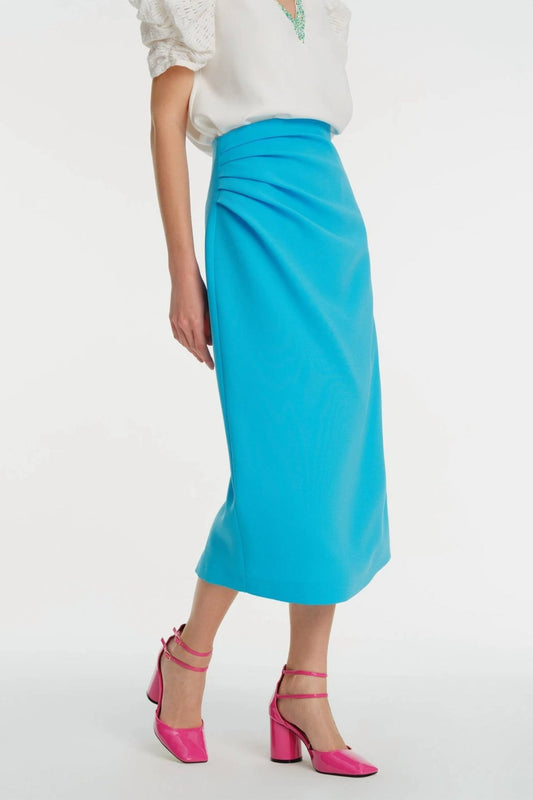 Exquise - Midi - length Crepe Skirt - blue - clothing - pencil