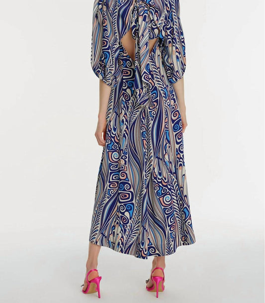 Exquise - Patterned Maxi Smock Dress - blue - clothing - dresses