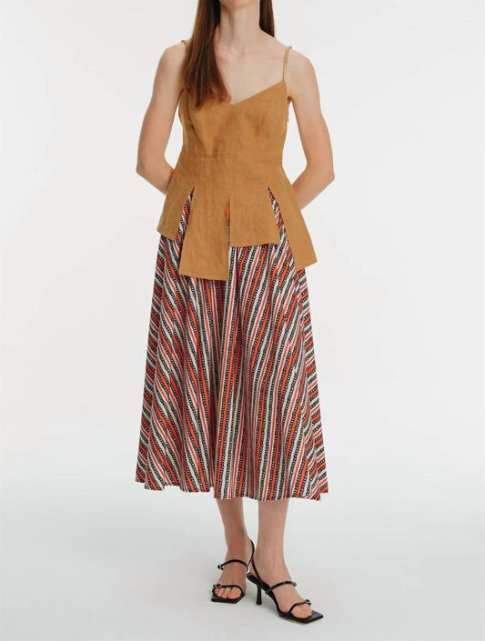Exquise - Strap Embroidered Asymmetrical Cut - linen Blouse - blouses - brown - clothing