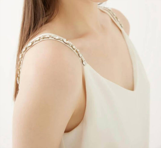 Exquise - Strappy Stone Detailed Blouse - beige - clothing - polyester