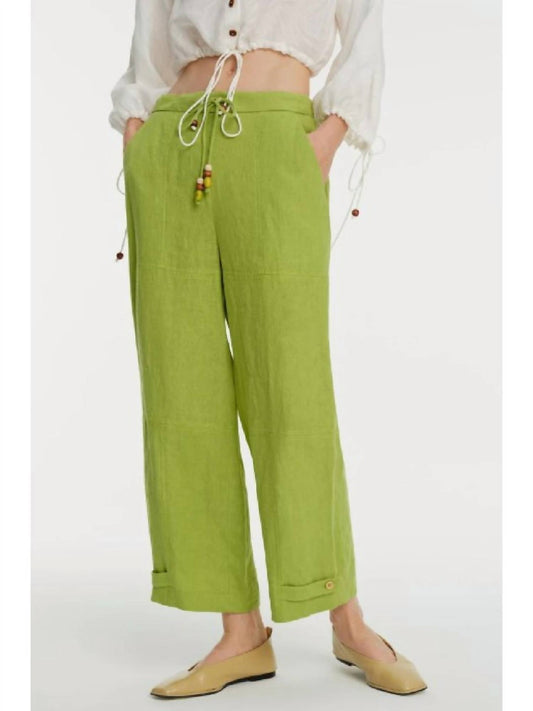 Exquise - Wide Leg Linen Trousers - clothing - green - linen