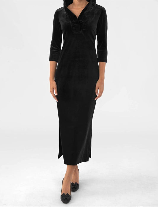 Gretchen Scott - Ruff Neck Silky Velvet Midi Maxi Dress
