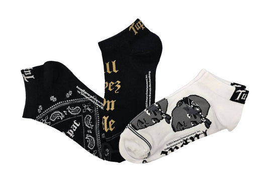 Perri’S Socks - Women's 3-Pair Tupac Black Bandana Crew Socks