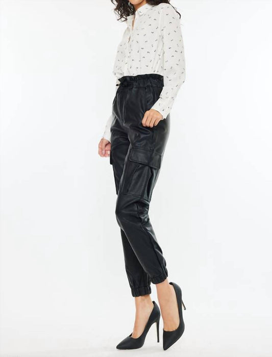 Kancan - Rona Ultra High Rise Faux Leather Jogger Pant