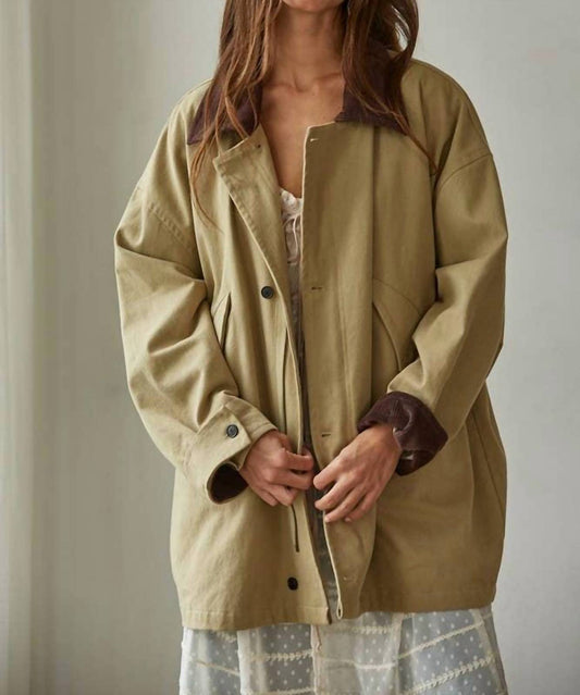 By Together - Woven Cotton Contrast Corduroy Utility Jacket