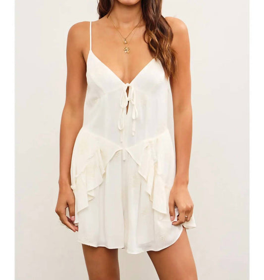 Mustard Seed - Ivory Layered Ruffle V-Neck Romper