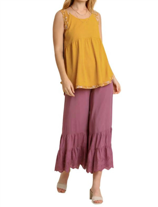 Umgee - Mixed Print Babydoll Tank Top