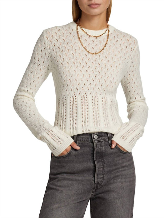 Naadam - WOOL CASHMERE MIXED POINTELLE FITTED CREW SWEATER