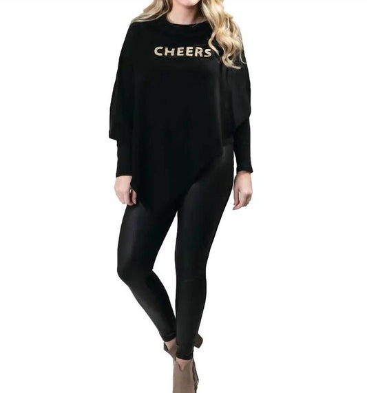 Top It Off - Embroidered Cheers Poncho