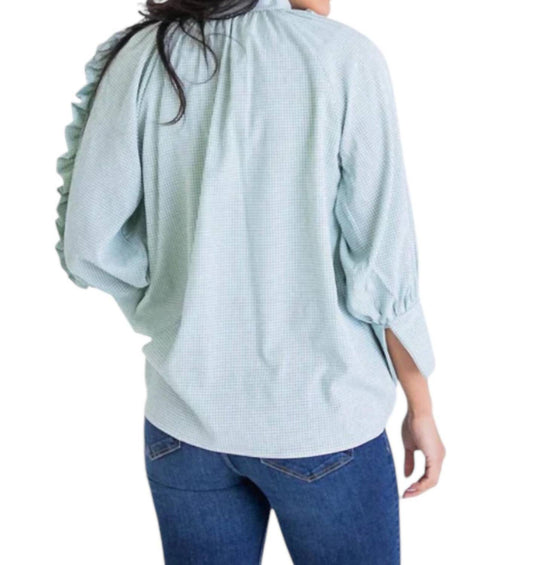 Karlie - GINGHAM RUFFLE VNECK TOP