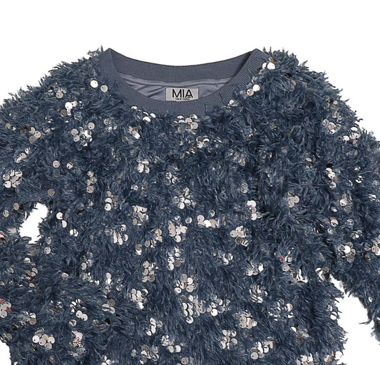 Mia - Girls Texture Sequin Sweater