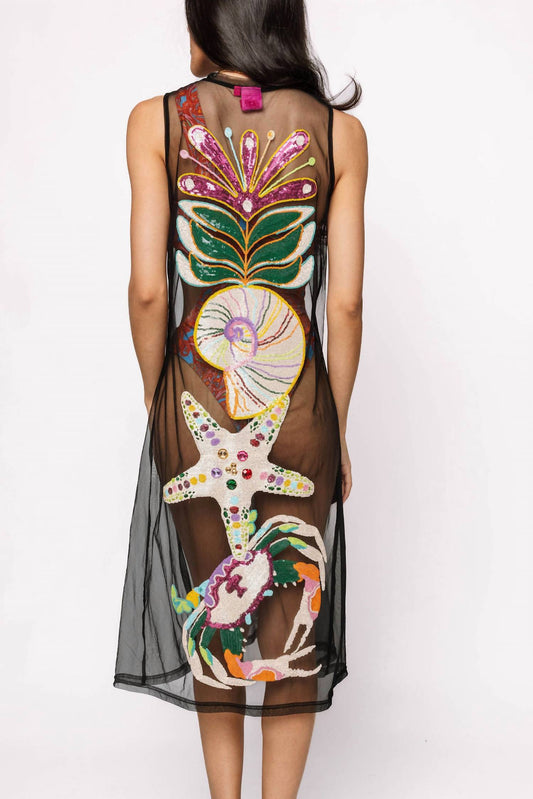 Queen Of Sparkles - Mesh Multi Shell Coverup Midi Dress