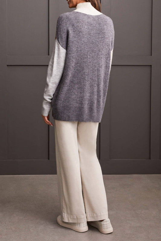 Tribal - Long Sleeve Mock Neck Colorblock Sweater