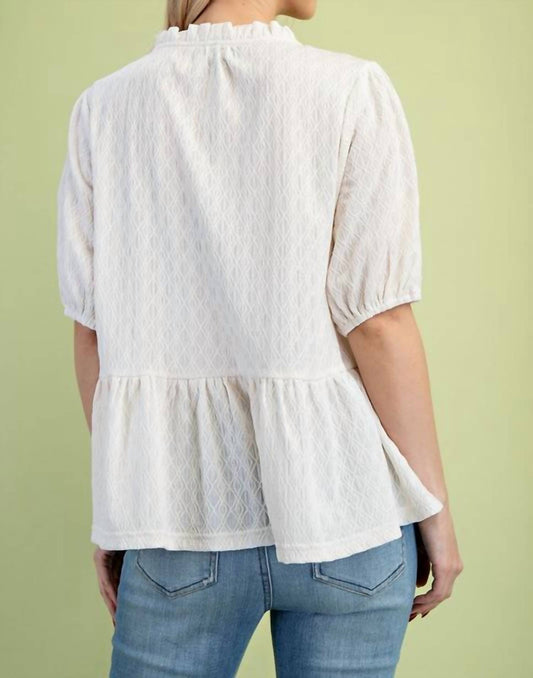 Gigio - Textured Puff Sleeve Blouse