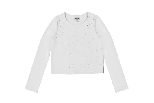 Mia - Girls' Glam Rhinestone Long Sleeve Top