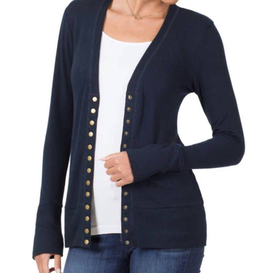 Zenana - Snap Full Sleeve Cardigan