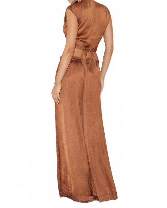 Boteh - Lustre Tie Front Top Wide Leg Pants