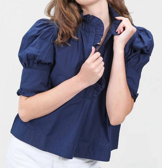 Navybleu - Westport Ruffled Neck Top