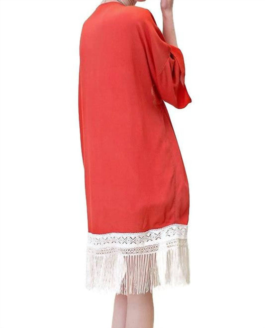 Kori - Bohemian Crochet & Fringe Kimono Jacket