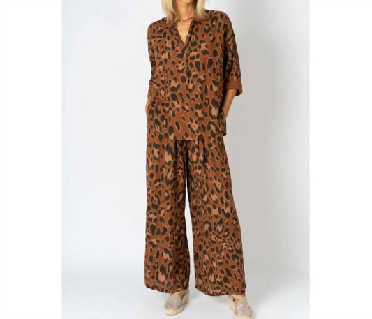 Look Mode Usa - Cheetah Print Wide Leg Pants