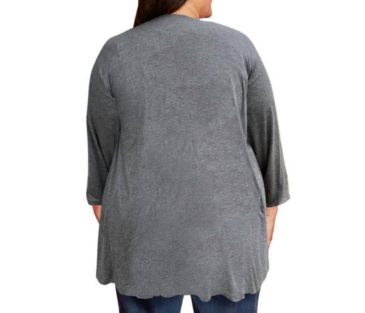 On The Plus Side - Long Sleeve Draped Cardigan - Plus