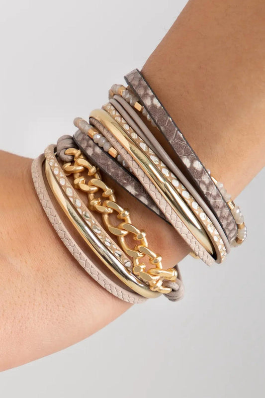 Saachi - Women's Jule Chunky Chain Leather Bracelet