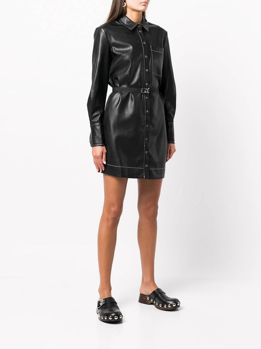 LYNN BELTED-WAIST SHIRT-DRESS