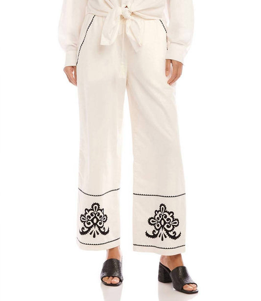 Karen Kane - Embroidered Drawstring Ankle Pants