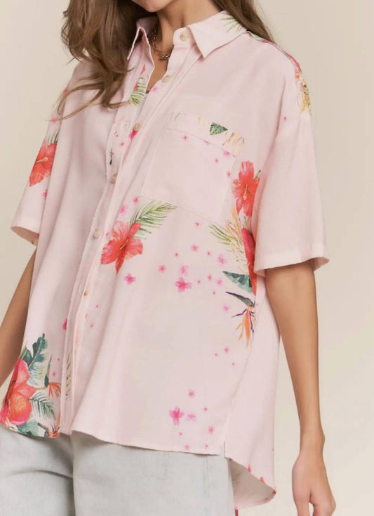 J.Nna - Tropical Floral Button Down Short Sleeve Top