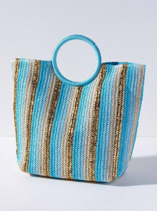 Shiraleah - Women's Metallic Stripe Tote Bag