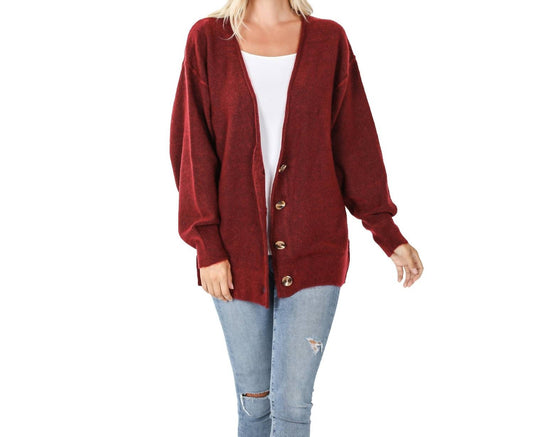 Zenana - Melange Button Down Cardigan