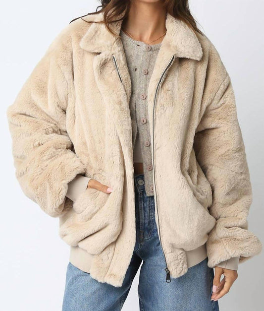 Olivaceous - Emmy Faux Fur Jacket