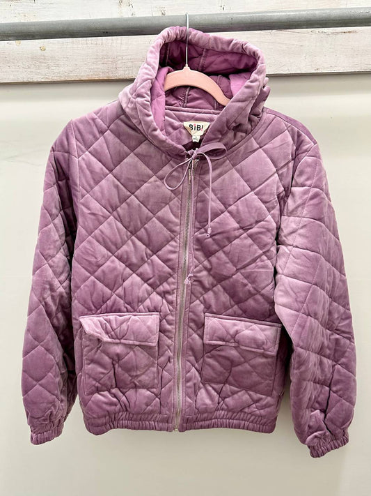 Bibi - Women's Quilted Velvet Hood Jacket