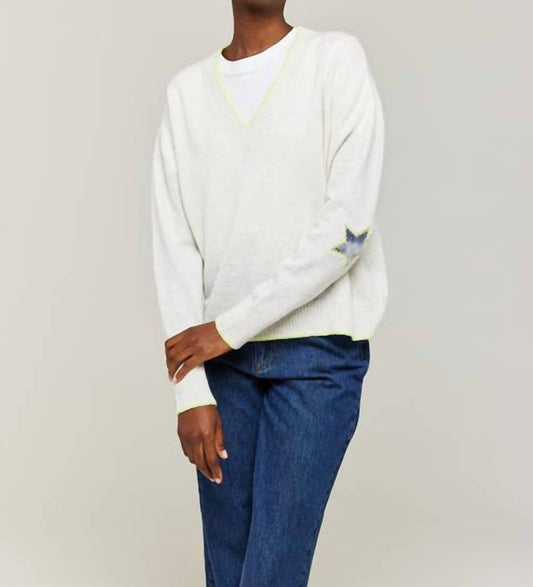 Brodie Cashmere - INKED PATCH V NECK SWEATER