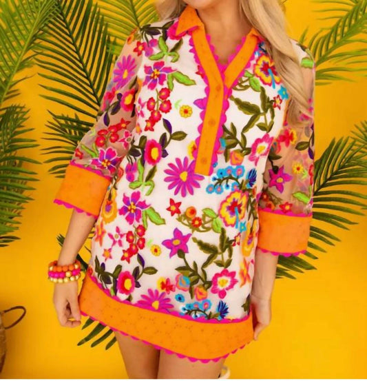 Brianna Cannon - St Tropez Embroidered Shift Dress