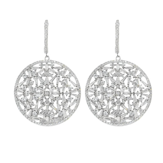 Allyanna Gifts - Women's Cubic Zirconia Cluster Round Dangling Huggie Earrings