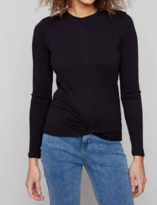 Charlie B - Faux Front Knot Textured Top