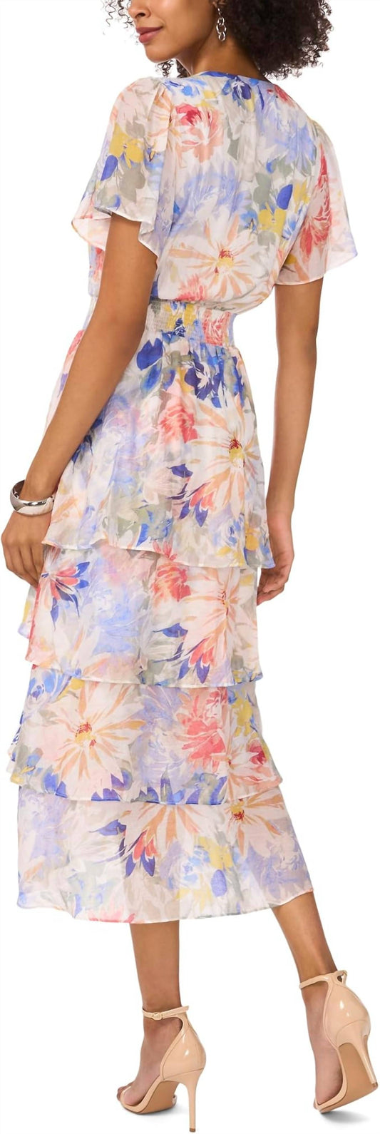 Vince Camuto - Flutter Sleeve Tiered Midi Dress