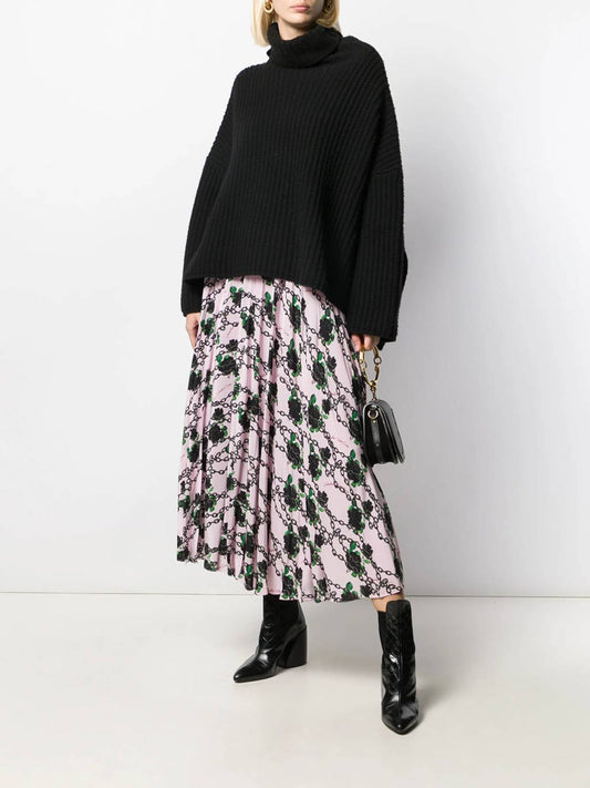 Valentino - Print Silk Pleated Skirt