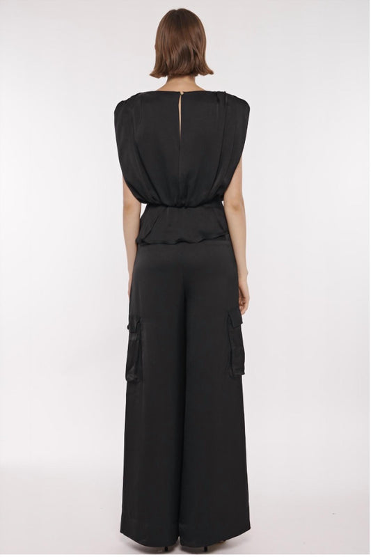 Toccin - Maia Silky Satin Cargo Pants