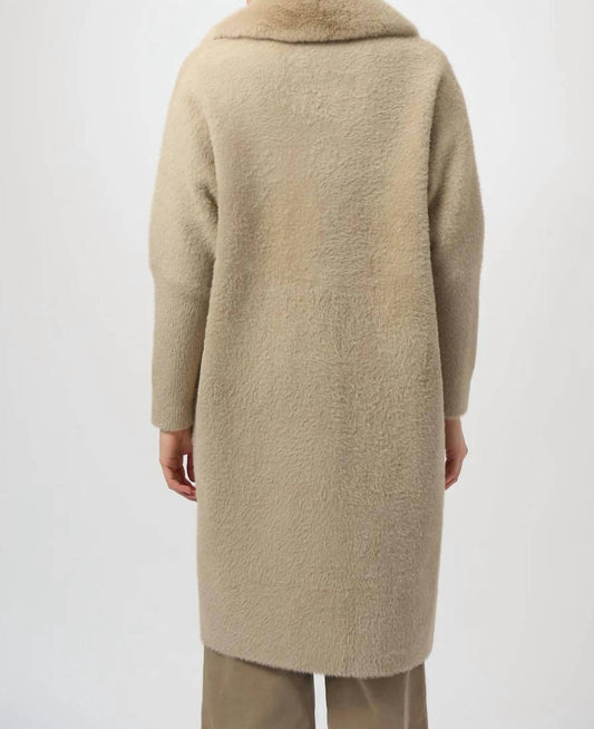 Joseph Ribkoff - Notched Collar Long Sleeves Faux Fur Coat