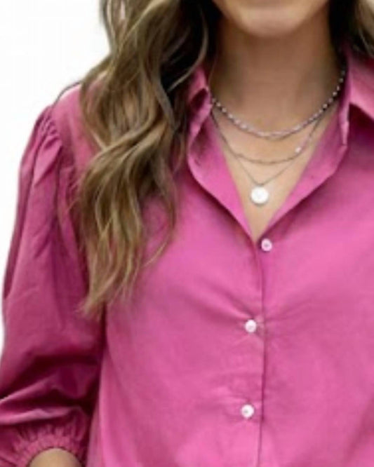 Karlie - Solid Poplin Button Down Top