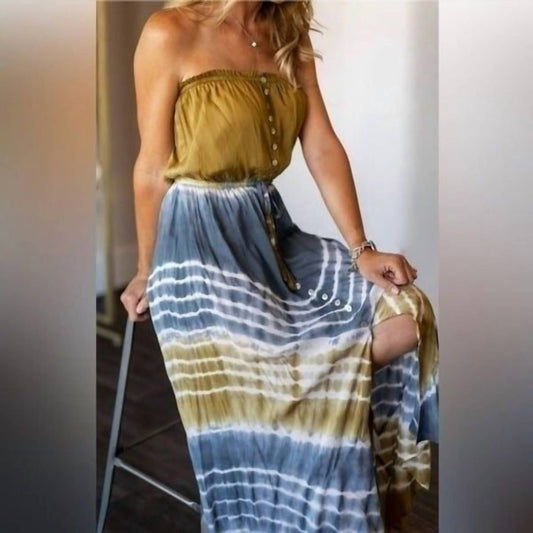Elan - Tie Dye Strapless Maxi Dress