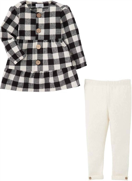 Mudpie - Girl's Buffalo Check Tunic and Legging Set